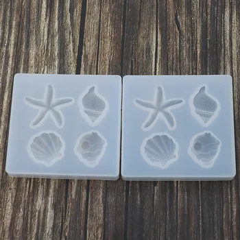 

Crystal Square Shell liquid Shape Silicone Molds Pendant epoxy uv resin Mold Table DIY Jewelry making