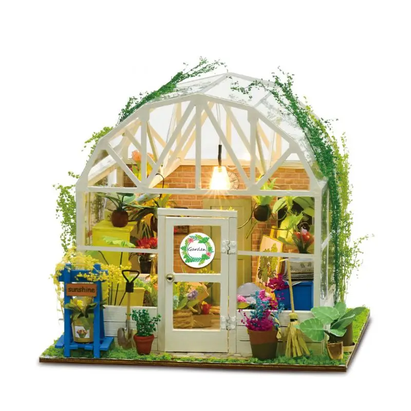 1 комплект DIY деревянный кукольный домик Миниатюрный Набор мебели Мини зеленый дом лучший день рождения для женщин и девочек