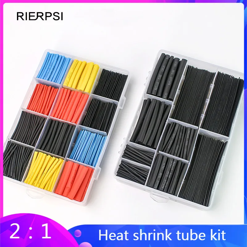

Bagged/boxed 2：1 Thermoresistant Tube Heat Shrink Wrapping Kit, Thermoresistant Shrinking Tubing Assorted Wire Cable