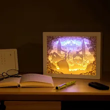 Бумажная резьба, оригинальная Ночная подсветка, настольная лампа, креативное искусство, лампа, свет, 3D ночник, Рождество, Хэллоуин, Декор, подарки на день рождения