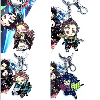 

Demon Slayer Kimetsu no Yaiba Keychain Japan Anime Metal Pendant Brinco Blade of Ghost Choker Kamado Tanjirou Key Chains Cosplay