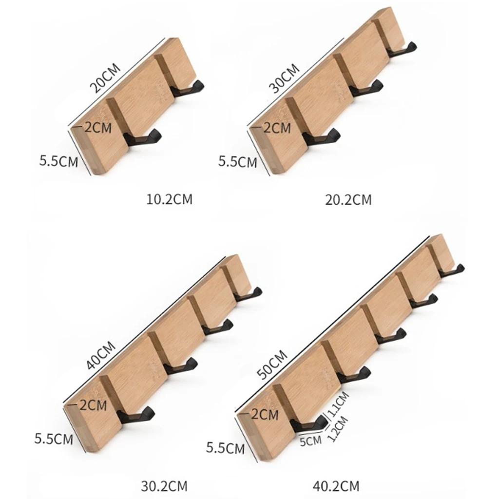 Foldable Wood Metal Hook Wall Hanger for Bathroom Towel Key Hat Clothes Bag Wall Mounted Hook Robe Clothing Hanger