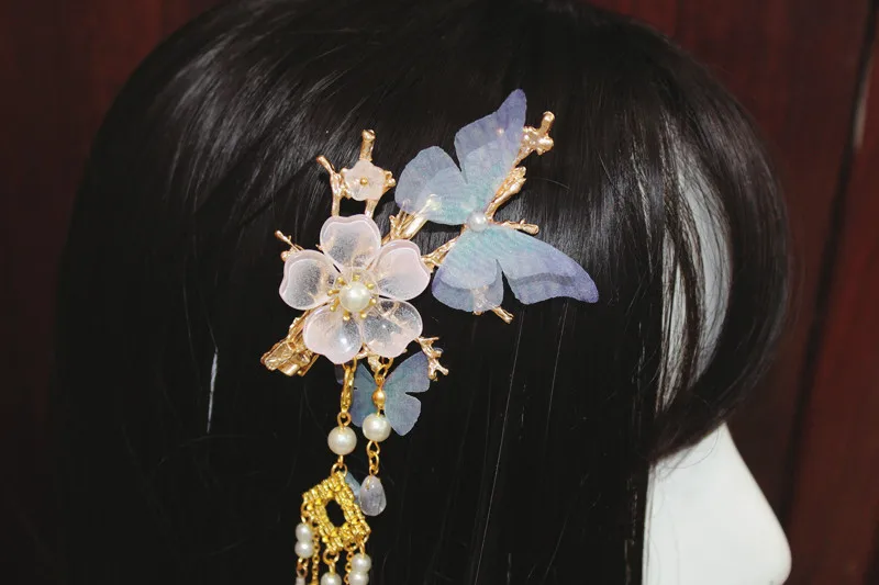 Бабочка, любовь, цветок бабочка Hanfu кисточкой шпилька в древнем стиле головной убор Hanfu аксессуары для волос