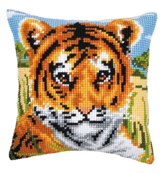 

Latch Hook Animal Tiger Cushion Pattern Pillow Case Crochet Art & Crafts Acrylic Embroidery Sofa Bed Cushion Cover Home Decor
