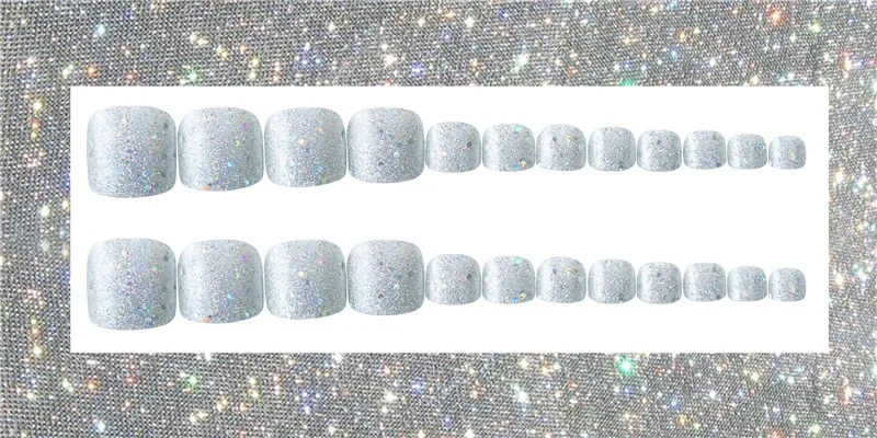 J-06 Colorful Large Sequin Toenails Manicure Patch Finished Product 24 PCs Boxed Fake Nails