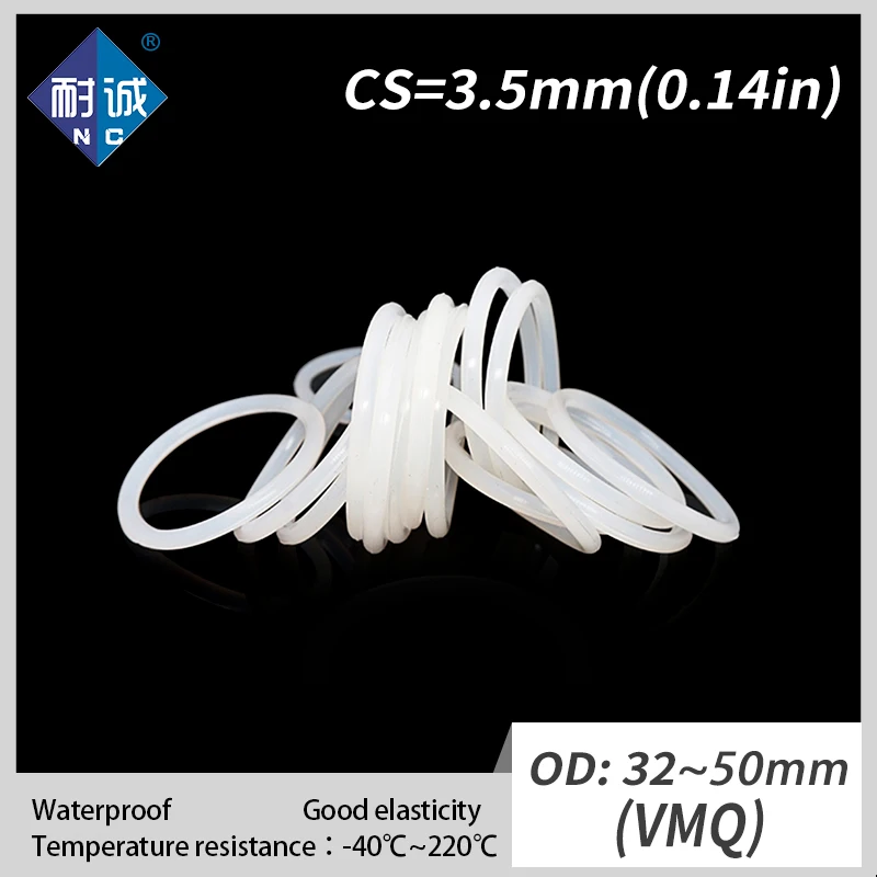 2 шт./лот силиконовый каучук VMQ CS 3,5 мм OD32/33/34/35/39/40/44/45/50 мм уплотнительное кольцо Силиконовое уплотнительное кольцо из водонепроницаемого материала