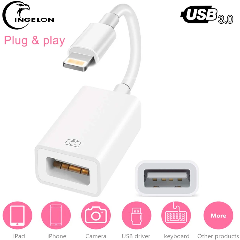 Кабель-адаптер OTG с USB 3 0 на Lightning комплект подключения камеры для iPhone iPad