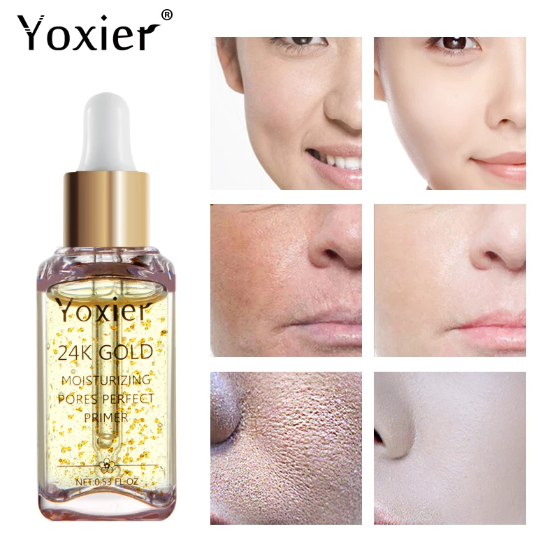Основа для макияжа Yoxier увлажняющая отбеливающая эссенция с золотом 24 К