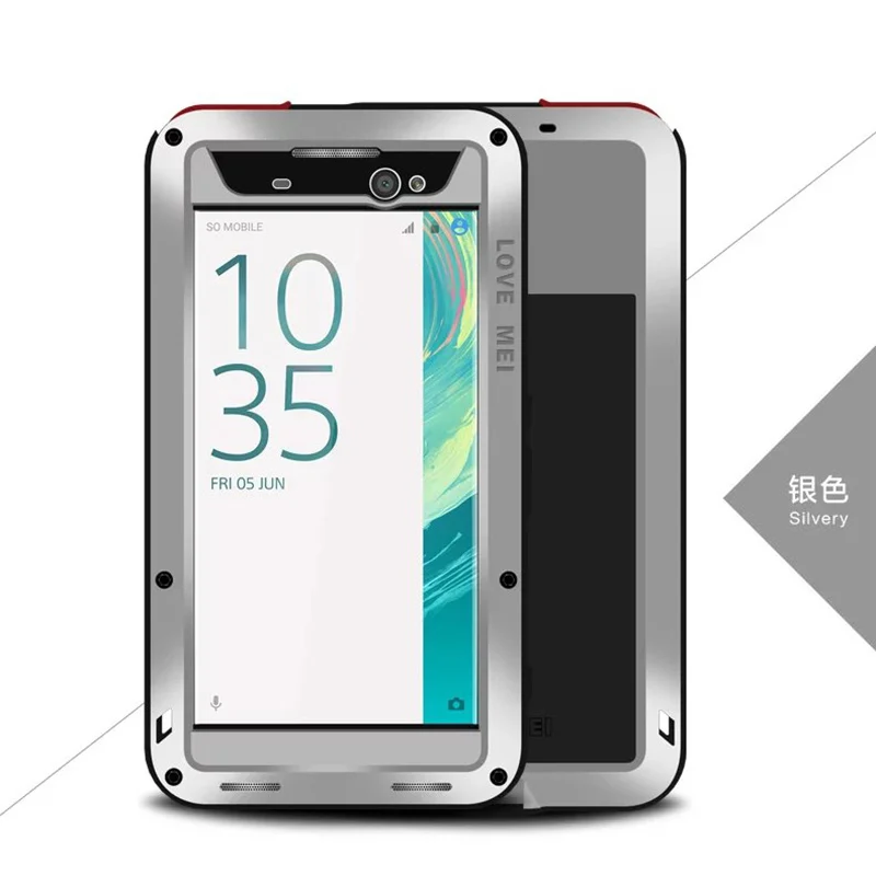 Silver Love Mei Водонепроницаемый противоударный металлический алюминиевый чехол Gorilla glass для sony Xperia XA Three Proofing чехол s - Цвет: Silver