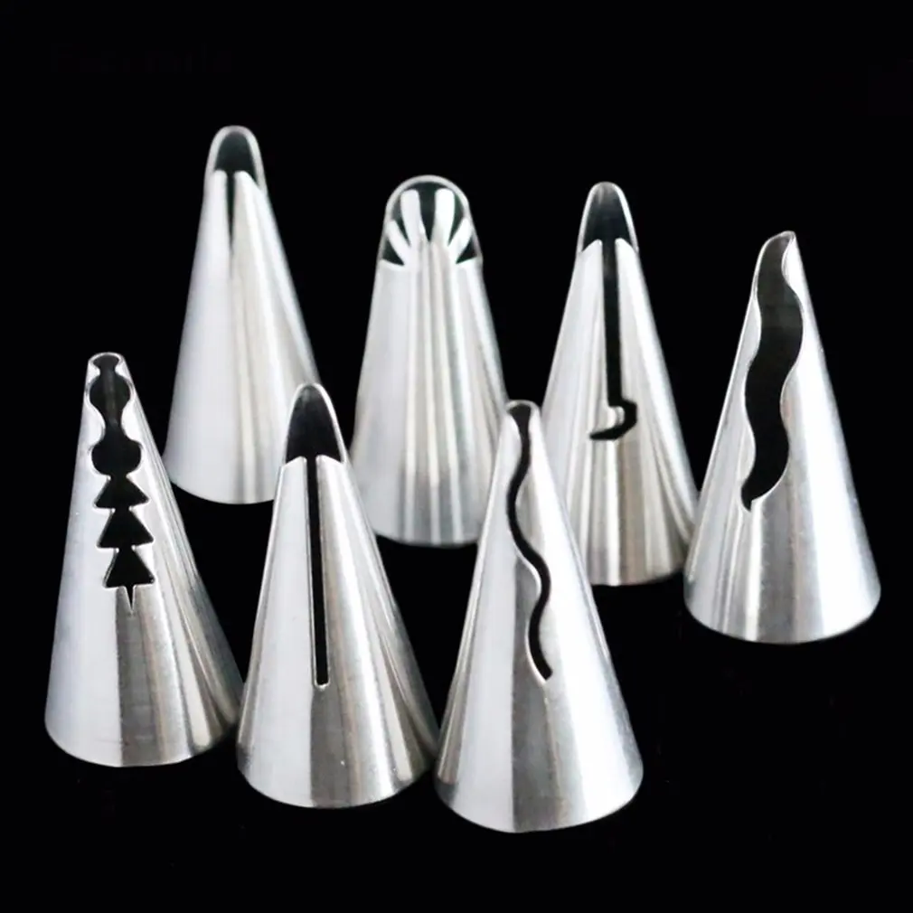 7 Pcs/lot Decorating Tip Set Leaves Cream Metal Stainless Steel Icing Piping Nozzles Cake Cupcake Pastry Tools | Дом и сад