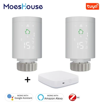 

Tuya ZigBee3.0 Smart Radiator Actuator Programmable Thermostatic Radiator Valve Temperature Controller Voice Control via Alexa
