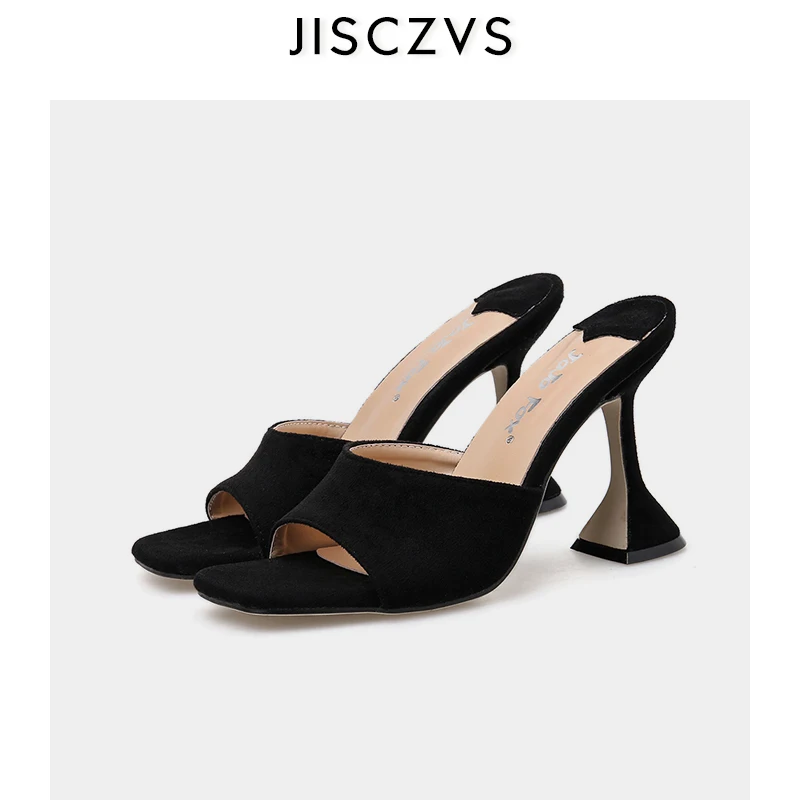 

2020 Fashion Design Square Toe High Heel Mules Slippers High Heel Sandals Luxury Chic Sexy Women Summer Outdoor Beach Slipper