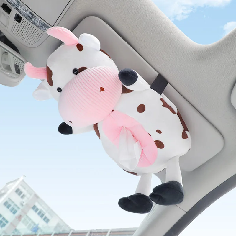  FQQWEE Cow Tissue Holder for Car Creative Cute Animal