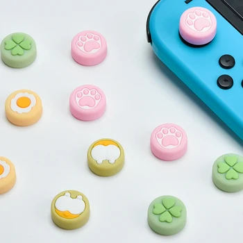 

4 pcs For Nintendo Switch/Lite Joystick Crossing Analog Thumb Grip Cap Cover Cat Paw Poached Egg Controller Joystick Cap Game