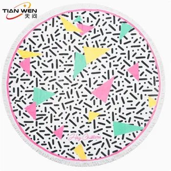 

Cake Microfiber Round Beach Towel Indian Flower Tassels Thick Serviette Quick Compressed Towel Yoga Mat Outdoor Camping