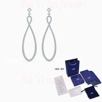 

2020 Fashion Jewelry SWA New INFINITY Pierced Earrings Modern Crystallization Symbol "Endless" Crystal Female Wild Romantic Gift