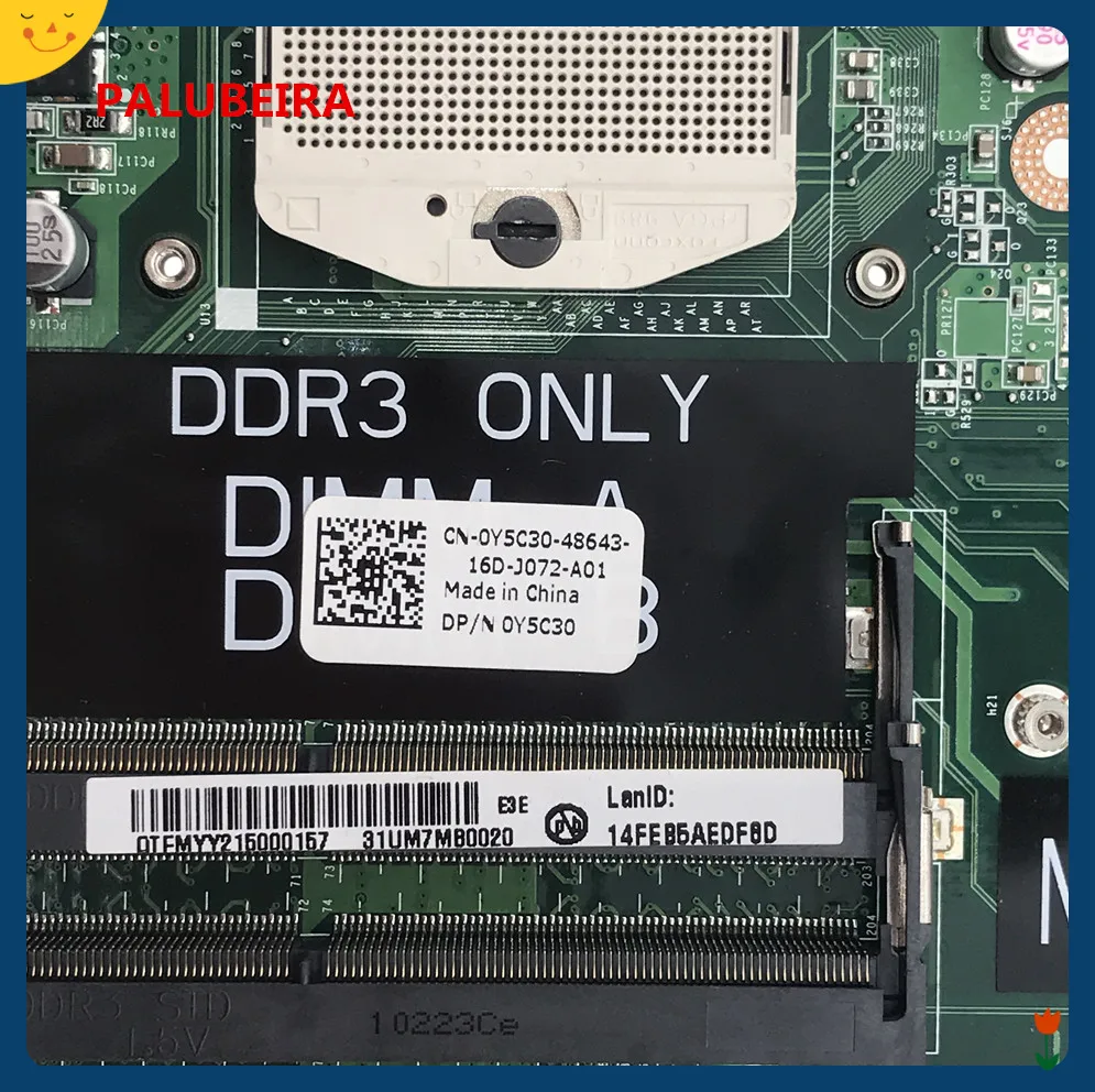 PALUBEIRA для DELL Inspiron N3010 Материнская плата ноутбука CN-0Y5C30 0Y5C30 Y5C30 DA0UM7MB6E0 HM55 DDR3 тест ОК