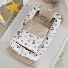 Детская спальная кровать, переносная кроватка, гнездо, бампер из хлопка, корзина для младенцев, 3 шт./компл., толстая кровать для малыша 90*50*15 см, YHM010