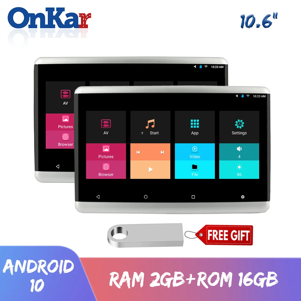 

ONKAR 10.6 Inch Android 10 Headrest Monitor1024*1080P HD Capacitive Touch Screen Built-in Mirror-Link for Apple/Android