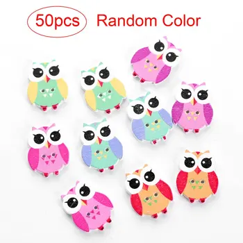 

50Pcs Multicolor Wooden OWL Buttons Charms 2 Holes Sewing Craft Scrapbooking Cardmaking Hot DIY Home Decor DIY Cloth