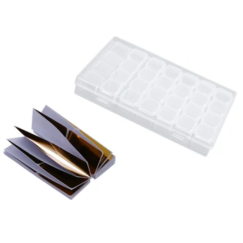 

101 Pcs Accessories: 100 Pcs Golden Extension Forms Guide & 1 Pcs Nail Art Storage Box Transparent 28 Slots