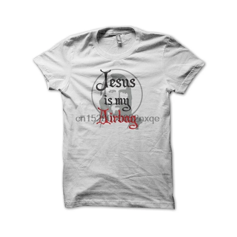 Мужская футболка с надписью Jesus is my airbag белые футболки женская | одежда