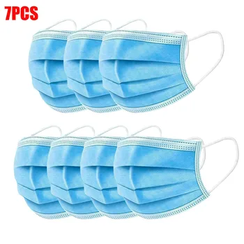 

7 pcs Disposable Facemaska Men Women Fabric Dust Face Cover Máscara In Stock Masque Breathable Facemasks Toiletry Kits New