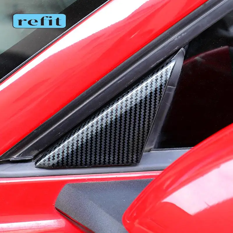 

Car Carbon Fiber Pattern Window Triangle Sticker Trim Decorative Patch For 2015-2022 Ford Mustang Exterior Accessories