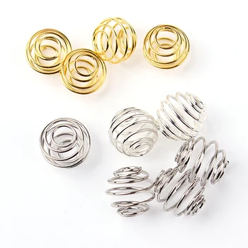 

50pcs/lot Gold/Silver/Rhodium Lantern Spring Spiral Bead Cages Pendants For Women Diy Fashion Jewelry Accessories Charms