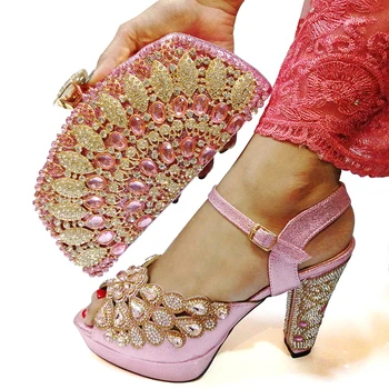 

Pink Italian Shoes with Matching Bags for Wedding Italy Nigerian Wedding Shoes and Bag Set African Party Shoes and Bag Set