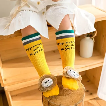 

Baby Infants Kids Toddlers Girls Boys Knee High Socks Breathable Cartoon Dolls Stockings British Style Cute 0-3Y