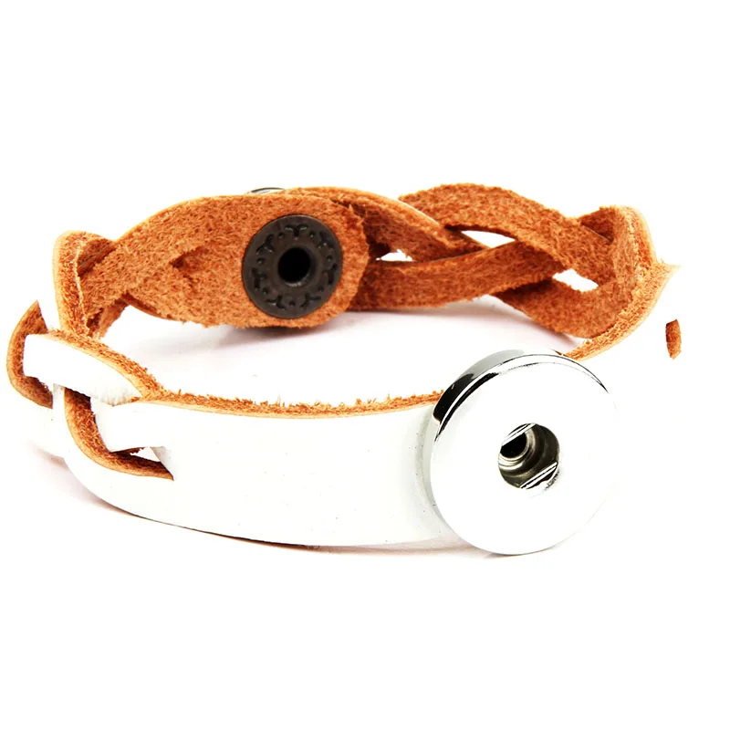 5 10pcs Adjustable Snap Bracelet Vintage Metal Leather Bracelet Fit 18mm Snap Button Bracelet For Men Jewelry Watch Belt - Окраска металла: 5