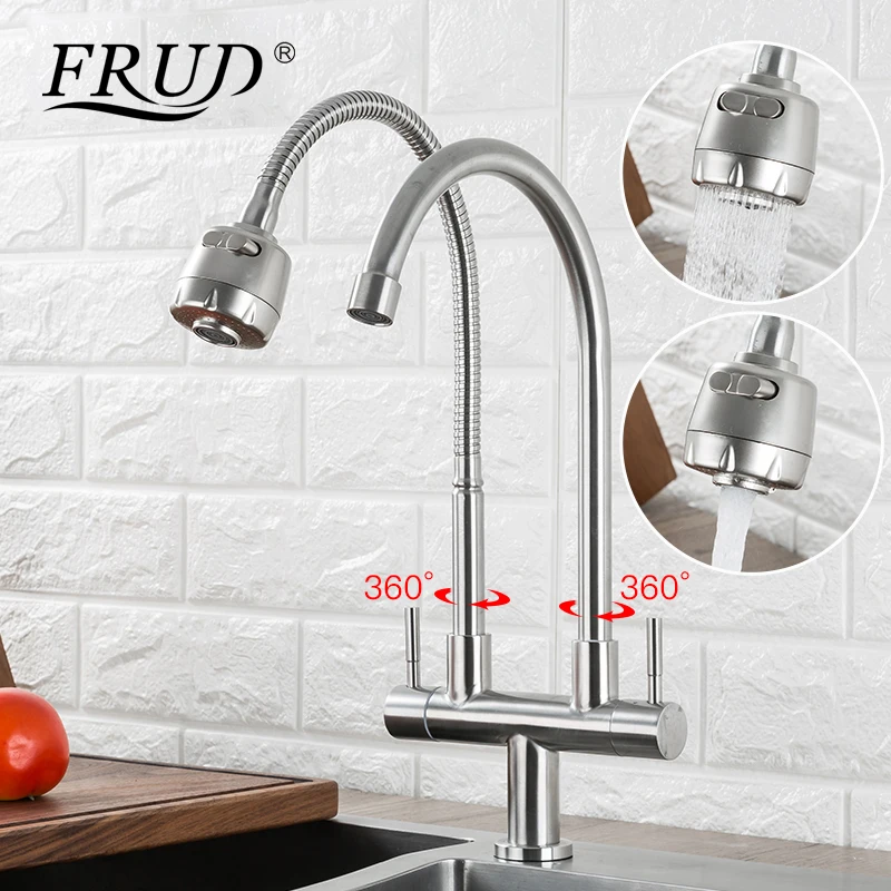 

FRUD 360 Degree Rotation Kitchen Mixer Cold and Hot flexible Kitchen Tap Single Hole Water Tap Kitchen Faucet Torneira Cozinha