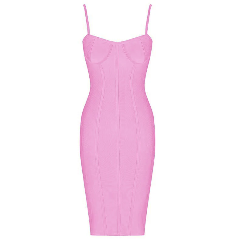 Новое поступление сексуальное Бандажное платье голубого цвета с открытой спиной дизайнерское модное платье Vestido - Цвет: H220-Pink