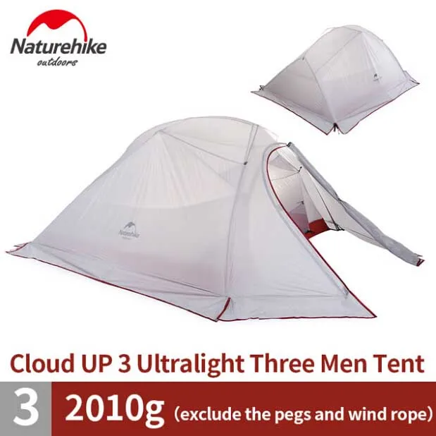 Naturehike Cloud Up Series 1 2 3 человек Сверхлегкий тент оборудование для кемпинга 20D нейлон Открытый Палатка с ковриком - Цвет: UP3 20D with skirt