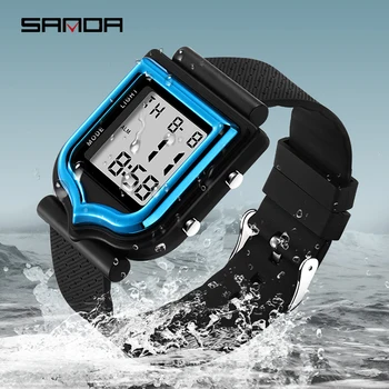 

SANDA Men Watches 2019 Luxury Brand Multi-Function Waterproof Military Watch LED Digital Double Action Watches Relogio Masculino