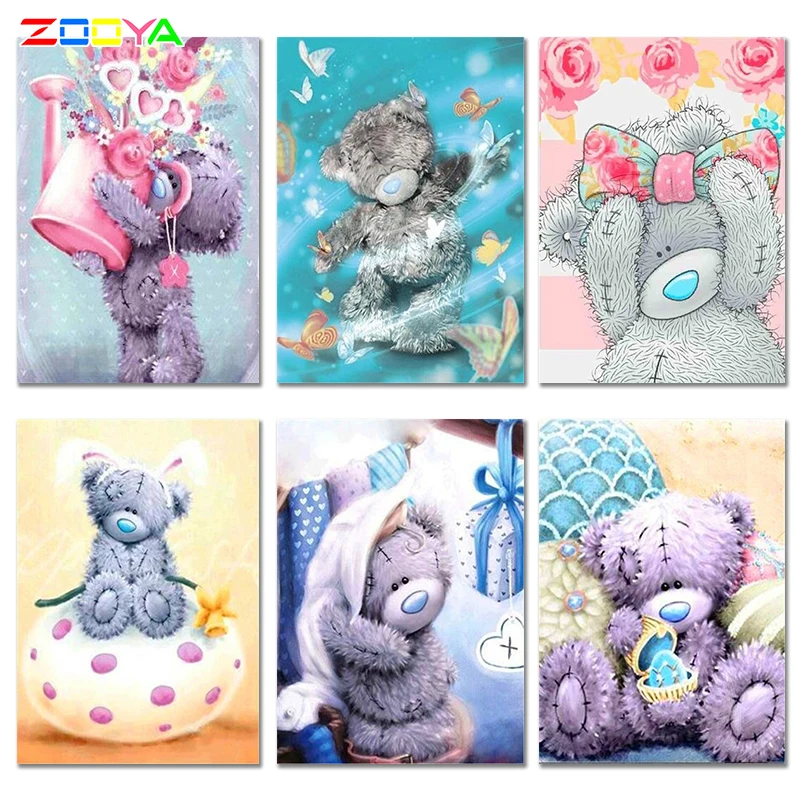 

3D Full Diamond Painting Bear Diamond Embroidery Painting Cartoon 5D Diy Diamond Mosaic Paintings Bear Toy Home Decortion Er024
