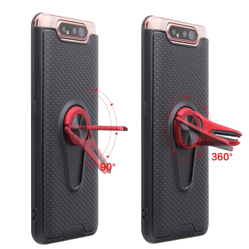 Case for Samsung Galaxy A80 A90 Finger Ring Air Outlet Kickstand PC+TPU Cases Built-in Magnetic Metal Sheet Back Cover Coque | Мобильные