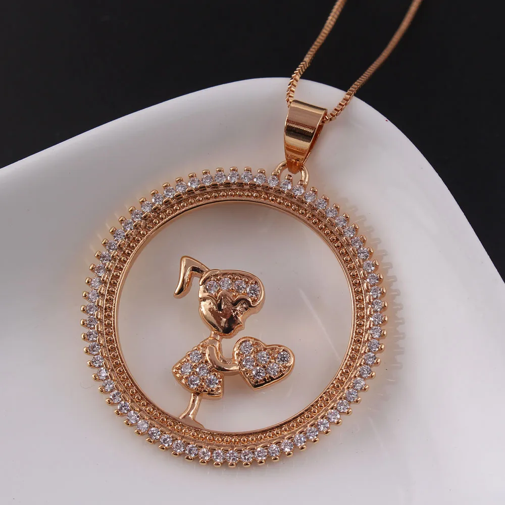 MHS.SUN Fashion AAA Zircon Jewelry Boys Girls Pendant Necklace Luxury Women Chain Necklace Charm Choker For Christmas Gift 1PC - Окраска металла: 4