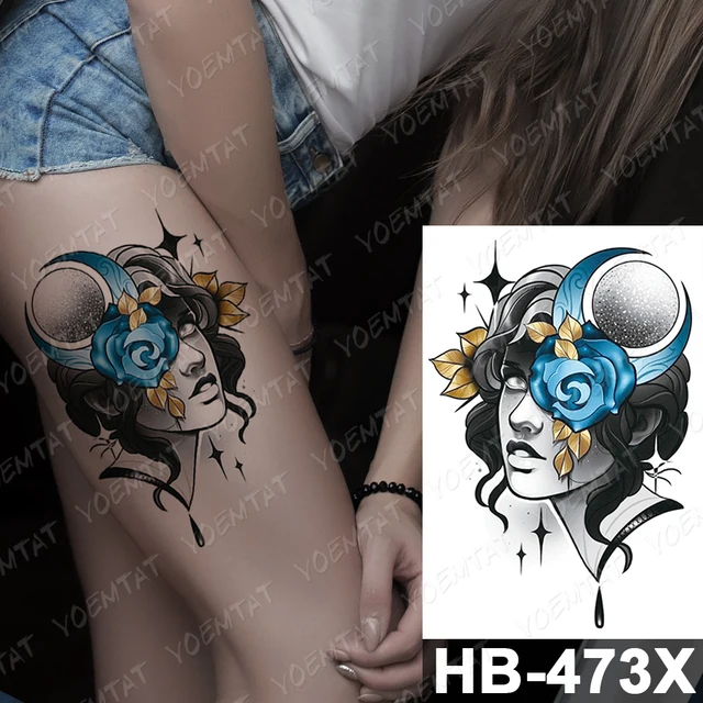 Waterproof Temporary Tattoo Sticker Dark Old School Moth Butterfly Flash Tattoos Snake Rose Body Art Arm Fake Tatoo Women Men 18-HB473X
