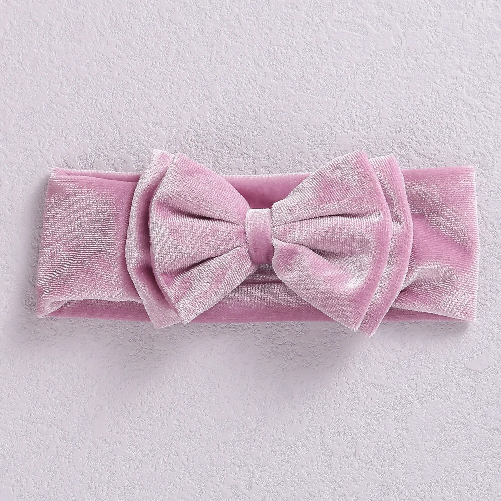 New Velvet Baby Headband Turban Big Bow Baby Girl Headband For Newborn Bow Hair Band Children Kid Solid Colors Hair Accessories 6
