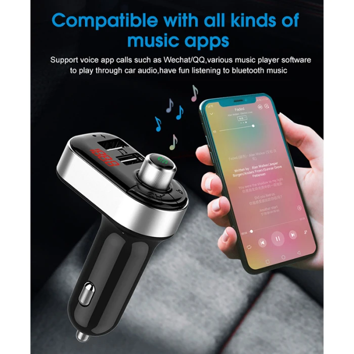 Автомобильный fm-передатчик Bluetooth плеер двойной USB зарядное устройство беспроводной адаптер MP3-плеер GK99