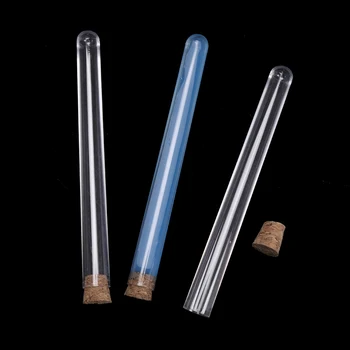

10PCS 15x150mm Transparent Laboratory Clear Plastic Test Tube Vials With Corks Stoppers Caps School Lab Supplies 15ml