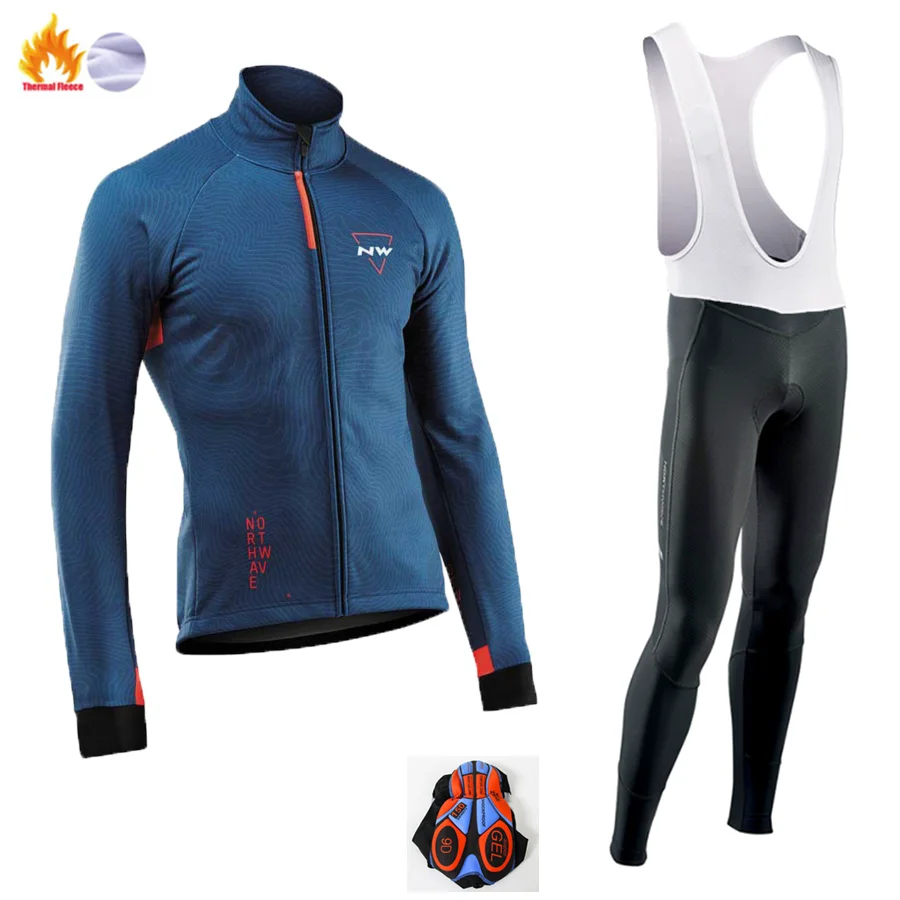 Pro NW Мужская одежда для велоспорта с длинным рукавом Ropa Ciclismo Invierno Hombre зимний теплый флисовый комплект для велоспорта из джерси и штанов - Цвет: Winter Jersey Suit