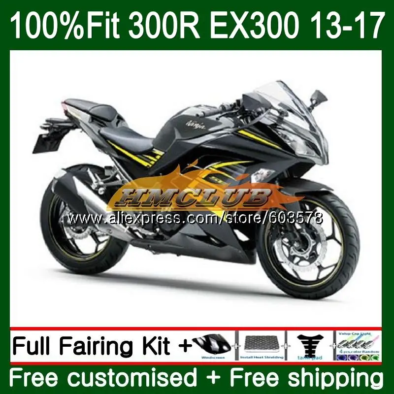 Инъекции для KAWASAKI NINJA ZX3R ZX 300R 13, 14, 15, 16 лет 25CL. 26 желтого и черного цвета EX300 ZX-3R ZX300R 2013 обтекатель - Цвет: No. 1