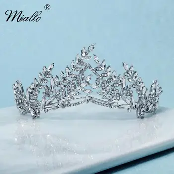 

Miallo Leaf Crystal Crown Headband Bridal Wedding Hair Accessories for Women Hair Jewelry Rhinestone Tiaras and Crowns Gift