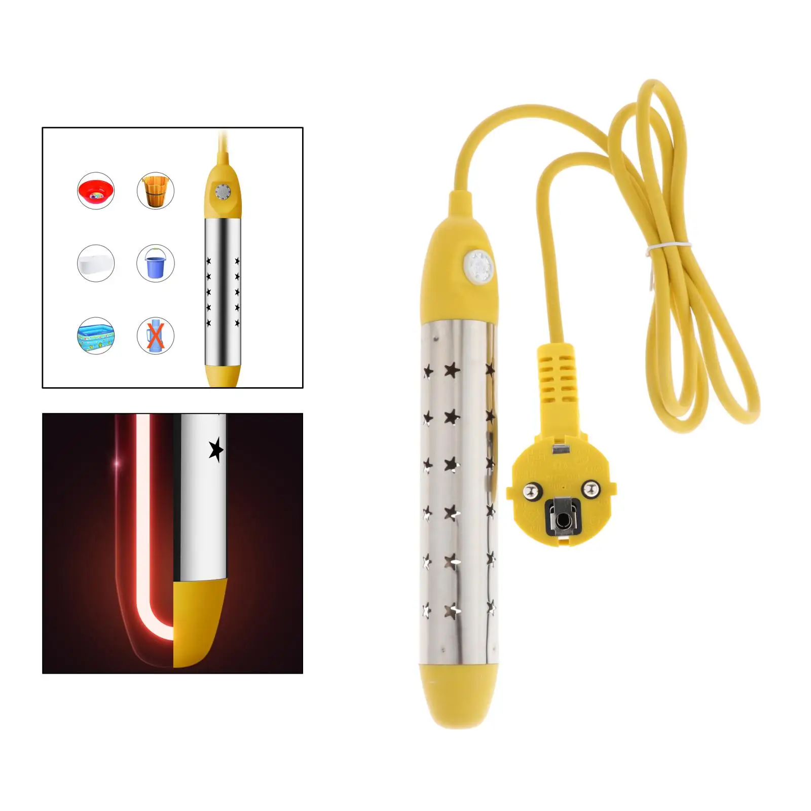 2000W/2500W Electric Water Heater Immersion Heater Portable  Bucket Heater Bathtub Swimming Pool