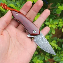 

52g VG10 Damascus Folding Knife Outdoor Portable Small Survival Knife High Hardness Ball Bearing Tactical Pocket Knives EDC Tool