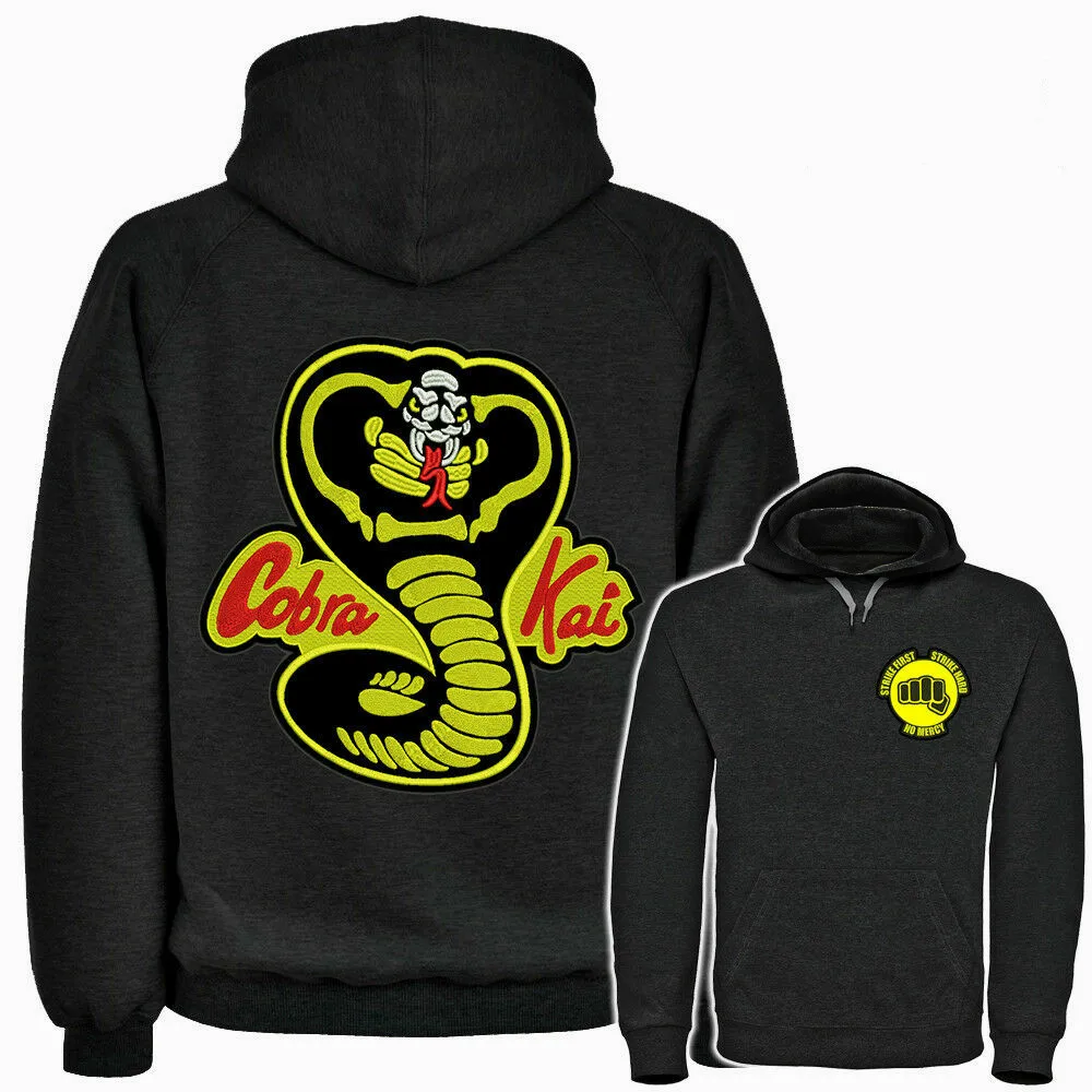 

Cobra Kai FULLY EMBROIDERED PATCH Hoodie! Karate Kid DOJO Retro No Mercy Strike