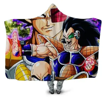 

Dragon Ball Goku Anime 3D Printing Throw Hooded Blanket Wearable Warm Fleece Bedding Office Quilts Soft Adults Travel 03